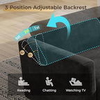 KKL Modular Sectional Sofa Couches for Living Room, 113" Sofa Couch with Adjustable Backrest, Chenille 3 Seater Sofa Couch with Comfy Cushion, Chenille, Black