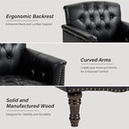 Faux Leather Accent Chair, PU Leather Modern Comfy Upholstered Armchair with Wood Legs & Nailhead Trim for Living Room, Bedroom (Black,Set of 2)