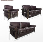 Living Room Furniture Sets,Sofa Sets and Couch Sets for Living Room,Mid-Century Vintage Sofa Couches with Rivet Design (Brown, 2 Loveseat+3 Seater)