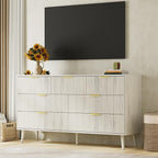 LYNSOM Fluted Dresser and Nightstand Sets 2 Piece, 1-Drawer Nightstands and 7-Drawers Dresser, Wood Bedroom Furniture Set for Home, Bedroom, Hallway, White
