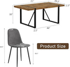 Dining Table Set for 8, 9 Piece Dining Table Set, 71'' Dark Wood Kitchen Table and Suede Nap Fabic Chairs Set of 8, for Kitchen Dining Room