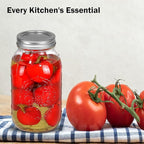 Ball Regular Mouth Mason Jars 32 oz. (12 Pack) - Quart Size Jars with Airtight Lids and Bands for Canning, Fermenting, Pickling, Meal Prep or DIY Decors and Projects Bundled with Peaknip Jar Opener
