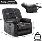 ANJHOME Massage Recliner Chairs with Heat and Vibration,Overstuffed Manual Rocking Reclining Chair for Living Room Bedroom (Grey)