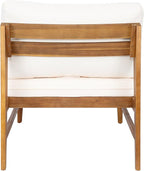 Christopher Knight Home Suri Set of 2 Acacia Wood Lounge Chair Outdoor, Contemporary Accent Chair Set with Weather Resistant Cushion, Deep Seating Armless, Comfy Patio Chairs, Teak + Cream