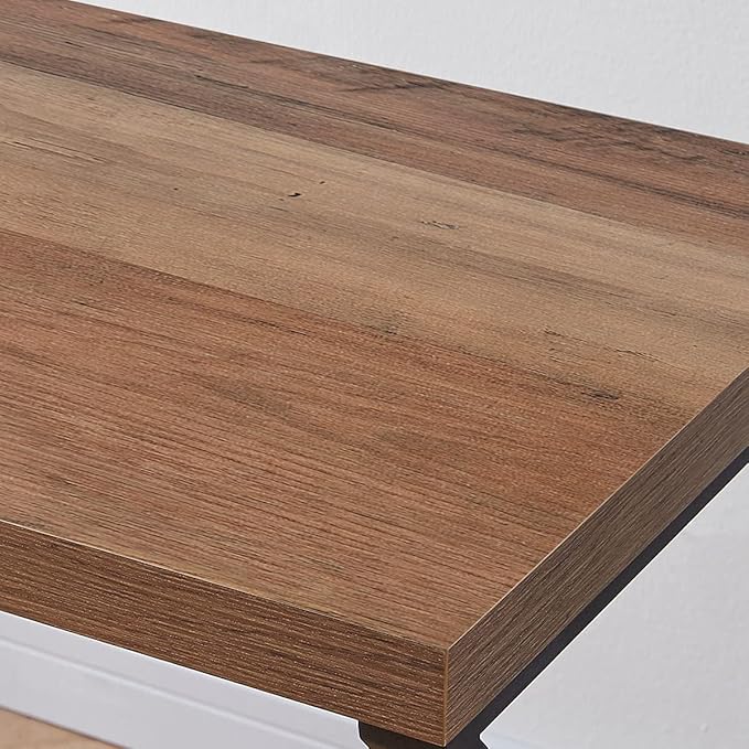 HSH Minimalist PC Desk, Industrial Home Office Desk, Sturdy Wood and Metal Desk, Rustic Vintage Oak 55 Inch Work Study Writing Desks Computer Table for Living Room Bedroom