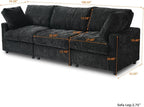 WJShome Modern Sectional Couches for Living Room,100 Inch 3-Seater Chenille Deep Seat Modular Sofa, Cloud Couch for Bedroom and Apartment，Black