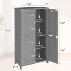 Nuturelly Bathroom Floor Storage Cabinet, Bathroom Organizers and Storage with Top Board & Metal Handles for Kitchen, Grey