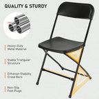 SEALAMB Plastic Folding Chairs 10 Pack, Black Commercial Portable Indoor/Outdoor Chairs for Home Office, Wedding, Events Parties with Steel Frame, 350lbs Capacity (Black-Plastic, 10 Pack)