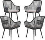 JOIVI Outdoor Patio Dining Chairs Set of 4, Woven Rattan Chairs with Armrest & Cushions Kitchen Wicker Dining Chairs with Iron Frame, Outdoor Seating for Outside, Lawn, Garden, Backyard, Indoor, Black