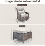 Swivel Patio Chairs sofa Set with 6" Thick Cushion - Wicker Outdoor Swivel Rocker Patio Chair with Side Table, High Back Comfortable Outdoor Glider Chairs - Brown Wicker | Beige Cushions | 4pcs