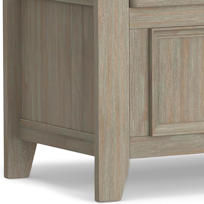 SIMPLIHOME Amherst Entryway Storage Bench - 48 inch Wide Solid Wood Hallway Seat in Distressed Grey, Transitional Bench for Entryway or Living Room with Lift-Up Lid and Spacious Storage
