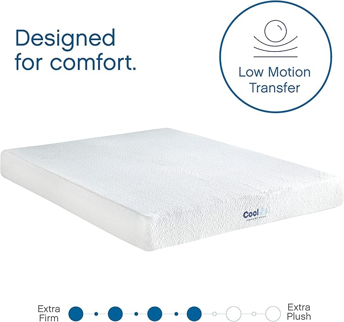Cool Gel 8 Inch California King Memory Foam Mattress Medium Firm, King Size Memory Foam Mattress Cooling, Made in the USA, 8" Depth with Pressure Relief, CertiPUR-US Certified, CoolGel Bed