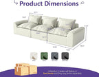 Hobestluk 120" Cloud Sectional Couch 3-Seater Sofa with Deep Seat Modular Sofa with Removable Cover Large Sofa Couch for Living Room (Beige, 3-Seater Sofa)