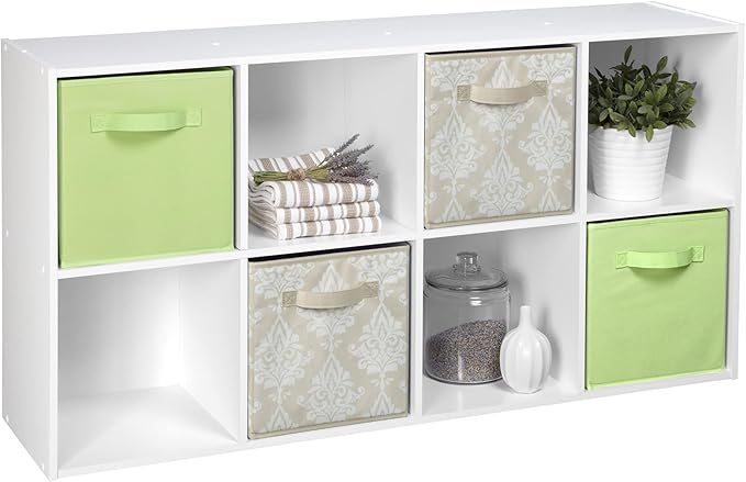ClosetMaid Cubeicals 8 Cube Storage Shelf Organizer Bookshelf Stackable, Vertical or Horizontal, Easy Assembly, Wood, White