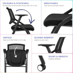 Conference Room Chairs with Wheels and Paddle, Ergonomic Mesh Back and Arms for Meeting, Conference, Reception, Training Room & Home Office Desk Folding Chairs 8 Pack