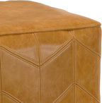 SIMPLIHOME Morden Contemporary Square Pouf in Brown Genuine Leather for The Living Room, Bedroom and Kids Room