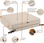 Classic Accessories Montlake Water-Resistant 23 x 25 x 5 Inch Rectangle Outdoor Seat Cushion, Patio Furniture Chair Cushion, Antique Beige, Patio Furniture Cushion Covers