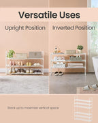 SONGMICS Shoe Rack, 3-Tier Shoe Organizer, Metal Storage Shelf, Upright or Upside Down, for 16-20 Pairs, Stackable, for Entryway, 11.8 x 36.2 x 21.7 Inches, Pearl White ULSA303W03