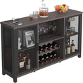 VEVOR 55 Inch Industrial Bar Cabinet, Wine Table for Liquor and Glasses, Sideboard Buffet Cabinet with Wine Rack, Freestanding Farmhouse Wood Coffee Bar Cabinet for Living Room, Home Bar, and Kitchen