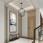 4-Light Farmhouse Chandelier for Dining Room, Modern Foyer Lighting Fixture, 18.1" Lantern Pendant Light, Kitchen Island Hanging Pendant Light Fixture, for Bedroom, Entryway Hallway