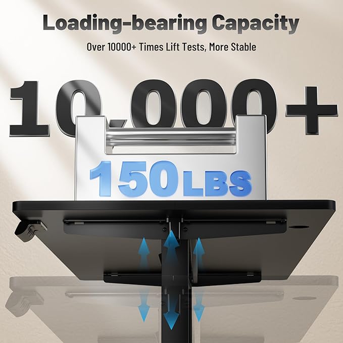 Shahoo 55 Inch Standing Desk, Electric Height Adjustable Computer Desks with Hook and Cable Hole, Black