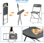 90 Pack Plastic Folding Chairs, Portable Party Chairs, Stackable Commercial Seats with Steel Frame for Home Office Wedding Party Indoor Outdoor Events Chairs, 350lbs Capacity,Gray