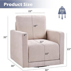 INZOY Swivel Accent Chair, Comfy 360° Swivel Chair with Hidden Storage, Upholstered Chenille Square Chair for Living Room Bedroom Small Spaces, Fully Assembled, Beige