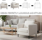 Velvet Accent Chair, Comfy Upholstered Single Sofa Chair Mid-Century Modern Armchair with Thick Cushion and Wood Frame Side Chair for Living Room Bedroom Apartment (Ivory)