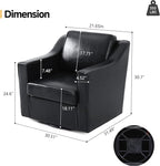 Pia Ricco Set of 2: Modern Oversized Faux Leather Swivel Accent Chairs w/Removable Covers for Living Room, Reception Value Pack,Black
