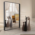 Bathroom Mirror Black,55x36 Inch Large Matte Black Bathroom Vanity Mirror,Rectangle Black Metal Framed Mirror for Wall,Anti-Rust,Shatter-Proof (Horizontal/Vertical)