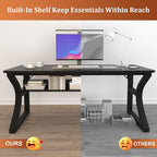 AZN Computer Desk, 47'' Computer Desk, Home Office Desks w/Storage, Home Office Desks w/U-Size Metal Frame for Home Office Bedroom, Study Writing Work Table w/Water-Resistant, Scratchproof Surface