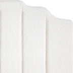 24KF White Teddy Fabric Tufted King Upholstered Headboard, Modern Vertical Channel Design California King Headboard with Stepped Silhouette Top Edge,6026-K-Teddy White