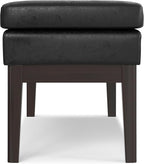 SIMPLIHOME Carlson 45-inch Wide Vegan Faux Leather Ottoman Bench in Distressed Black with Solid Wood Frame for Living Room, Entryway, or Bedroom
