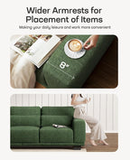 Marsail Modern 65 Inch Linen Fabric Sofa, 2-Seater Couch with Wide Armrests, Deep Cushions & Removable Washable Covers, Comfortable Living Room Furniture, Green