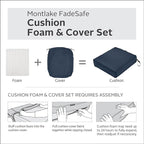 Classic Accessories Montlake Water-Resistant 25 x 25 x 5 Inch Square Outdoor Seat Cushion, Patio Furniture Chair Cushion, Heather Indigo Blue, Outdoor Cushion Cover