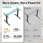 Dual Motor Electric Standing Desk with One Piece Desktop, 48 x 24 Inch Adjustable Height Sit to Stand Up Desk for Home Office, Work & Study, Black Frame & Brown Desktop (2 Packages)