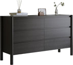 Dresser for Bedroom with 6 Drawers,47" Wide Oak Dresser with 4 Solid Wood Legs, Wooden TV Stand,Closet Clothes Organizer for Bedroom, Hallway
