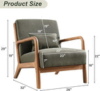 Accent Chair Mid Century Modern Chair Linen Fabric Living Room Chairs with Solid Wood Frame Comfy Upholstered and Lumbar Pillow Reading Side Chair Easy Assembly for Bedroom Room (1, Linen Green)