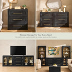 mopio Blake 3 Drawer Dresser for Bedroom, Chest of Drawers, Wood Dresser Organizer, Modern Farmhouse, Tall Night Stand, Enhanced Safety, Sturdy Compliant (2, Black Oak, One Size)