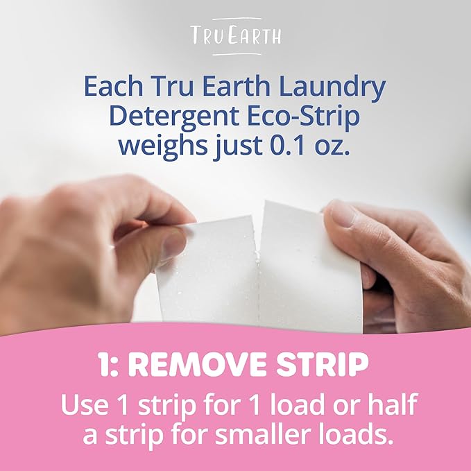 Tru Earth Hypoallergenic Baby Laundry Detergent Sheets/Eco-Strips for Sensitive Skin, 32 Count, Up to 64 Loads: Fragrance Free Detergent for Newborn, Infants, Toddlers, Children, Baby Clothes