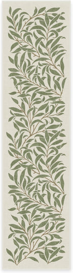 RUGGABLE x Morris & Co Machine Washable Runner Rug – Pure Willow Boughs Green 2.5x10, Stain-Resistant, Non-Slip – Washable Rug for Hallway, Entryway, Living Room & Kitchen–with Cushioned Pad