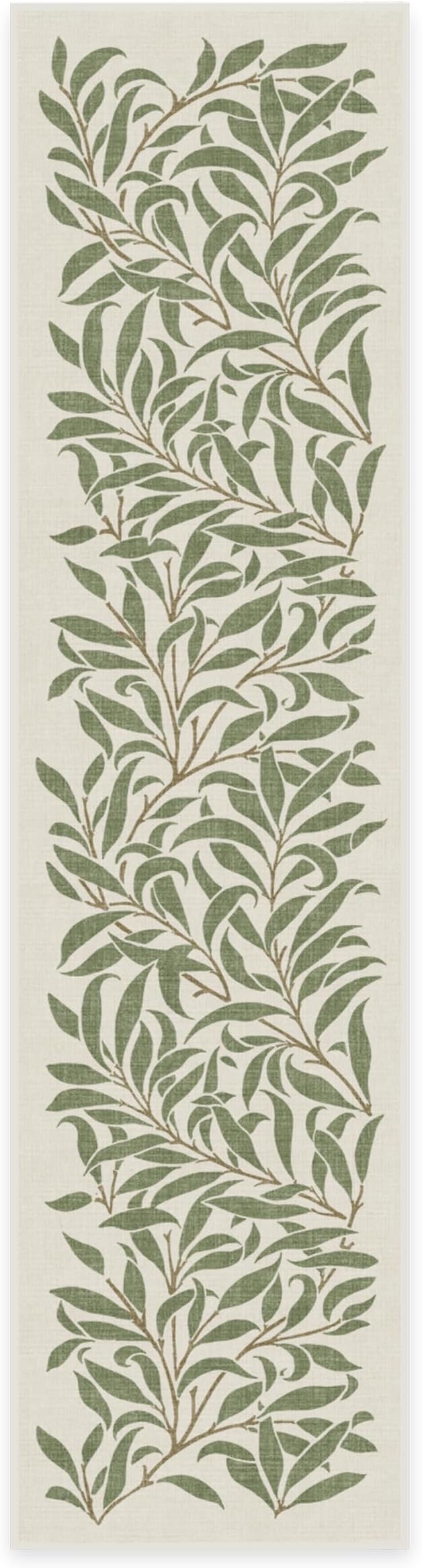 RUGGABLE x Morris & Co Machine Washable Runner Rug – Pure Willow Boughs Green 2.5x10, Stain-Resistant, Non-Slip – Washable Rug for Hallway, Entryway, Living Room & Kitchen–with Standard Pad