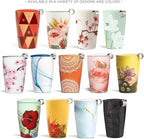 Tea Forte Double-Walled Ceramic Kati Cup, Removable Stainless Steel Infuser Basket and Lid, Steeps 12 oz Loose Leaf Tea, Dishwasher & Microwave Safe, Cherry Blossom