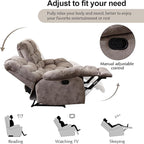 CANMOV Manual Reclining Sofa Set,2 Pieces Sofa Furniture Set for Living Room, Manual Recliner Sofa and Recliner Chair with Arms for Living Room, Bedroom, Light Brown (1+3)