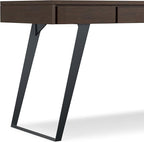 SIMPLIHOME Lowry Desk - 54-Inch Wide Solid Acacia Wood and Metal Writing Desk in Distressed Hickory Brown, Modern Industrial Home Office Computer Table with 2 Drawers and Flip-Down Keyboard Tray