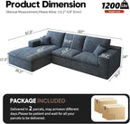107'' L-Shaped Modern Modular Sectional Cloud Couch, 4-Seat Chenille Deep-Seat Sofa with Pillow for Living Room, Bedroom, Apartment, Ocean Blue