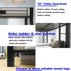 DOONREXS Upgraded Thicken Metal Queen Over Queen Bunk Bed, Heavy Duty Stronger Steel With Ladders and Safety Guard Rail, Easy Assembly