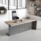 70.87 Inch Modern Executive Office Desk, Computer Writing Desk for Home Office, Business Furniture Desk Workstation Stainless Steels Sturdy Frame 1.97IN Thick Desktop(Left, 70.87×35.5×30 in)