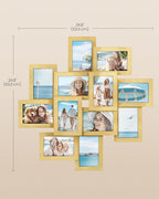 SONGMICS 4x6 Collage Picture Frames, 12-Pack Photo Collage Frame for Wall Decor, Glass Front, Assembly Required, Christmas Gift, Pale Gold URPF022A01