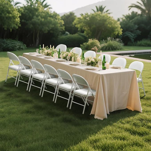 12 Pack White Folding Chairs with Padded Cushion and Back, Portable Stackable Commercial Metal Foldable Chairs with Steel Frame for Home Events Office Wedding Party, 350lbs Capacity